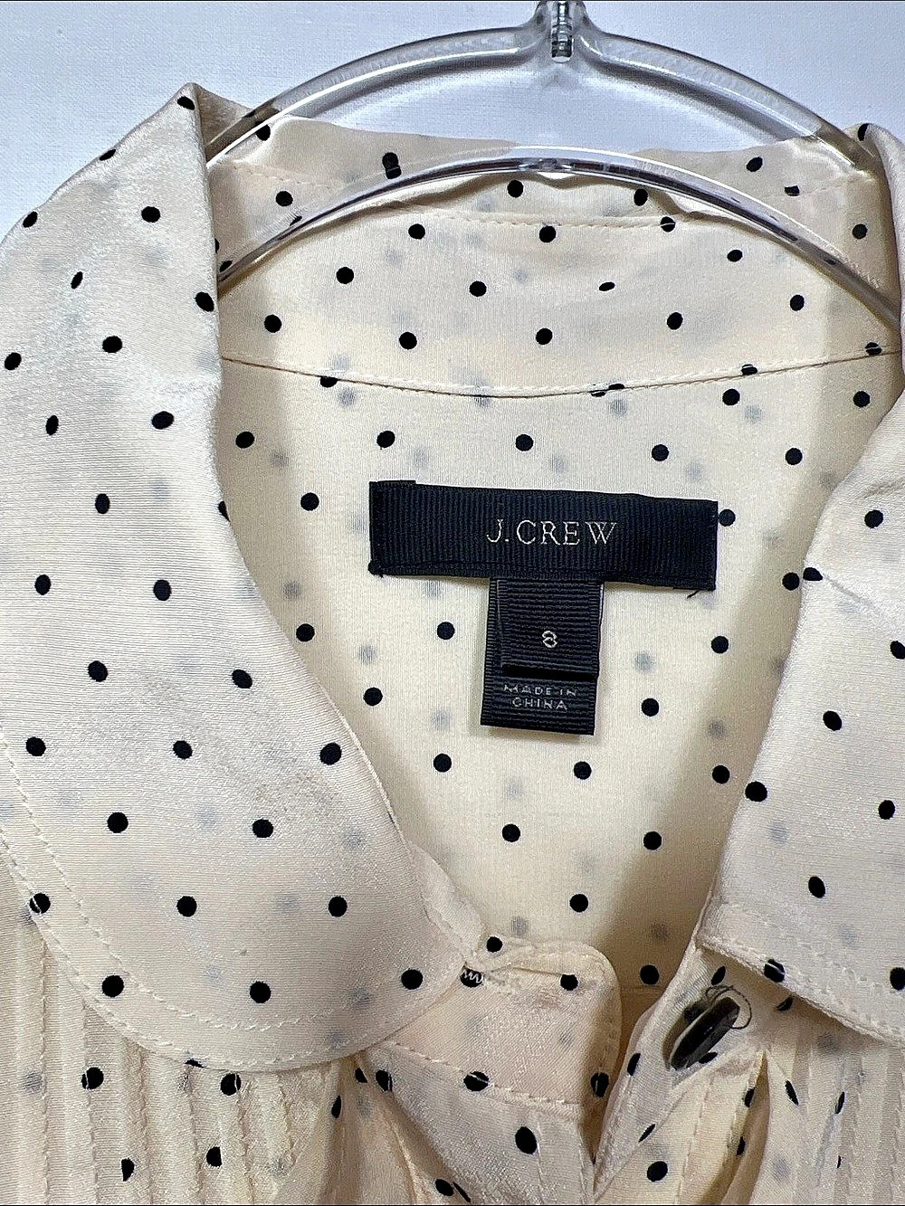 J.Crew Polka Dot Ruffle Blouse in Cream & Black Size Small - Picture 5 of 9
